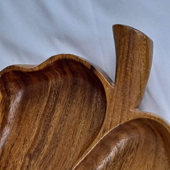 Vintage Monkey Pod Wood Leaf Serving Bowl Made In The Philippines - Picture 4 of 8